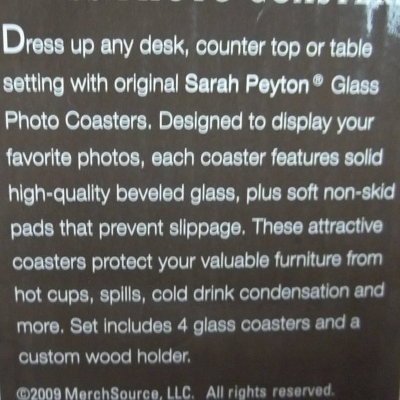 Coasters Set of 4 Beveled Glass Sarah Peyton Home Wood Holder Pictures NIB T13 - Picture 4 of 6